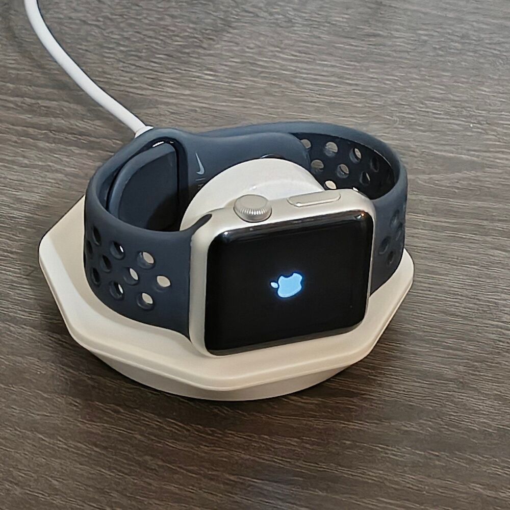 Apple Watch 1st Gen 38MM - Silver, Nike sport band, and dock charger